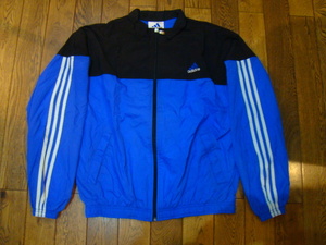 美品 90s adidas ナイロンジャケット M ブルー ブラック アディダス ジャージ トラックジャケット パーカー