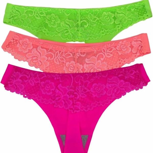 レディース レース セクシー ショーツ Tバッグ下着 透け 3枚 X Lサイズ