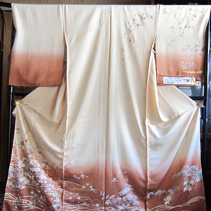 ☆創作「訪問着」未仕立て 仮絵羽『値下げ交渉あり』(枝垂れ桜に草花流水裾ボカシ模様)は、いかがですか?☆