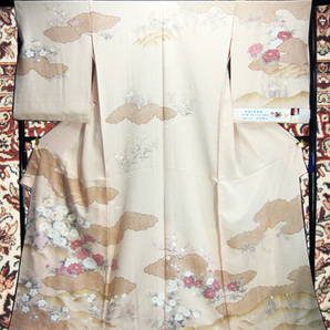 ☆創作「訪問着」未仕立て 仮絵羽『値下げ交渉あり』(雲取り疋田草花模様)は、いかがですか?☆