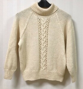 新品 手編みランド♪　アラン模様　 タートルネック セーター　アイボリー　レディース　[Ｌ]　　019