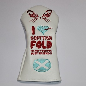 在庫処分!送料無料!SCOTTISH FOLD スコティッシュフォールド ヘッドカバー(SFG-01WM) ドライバー用 WH×RD 新品!