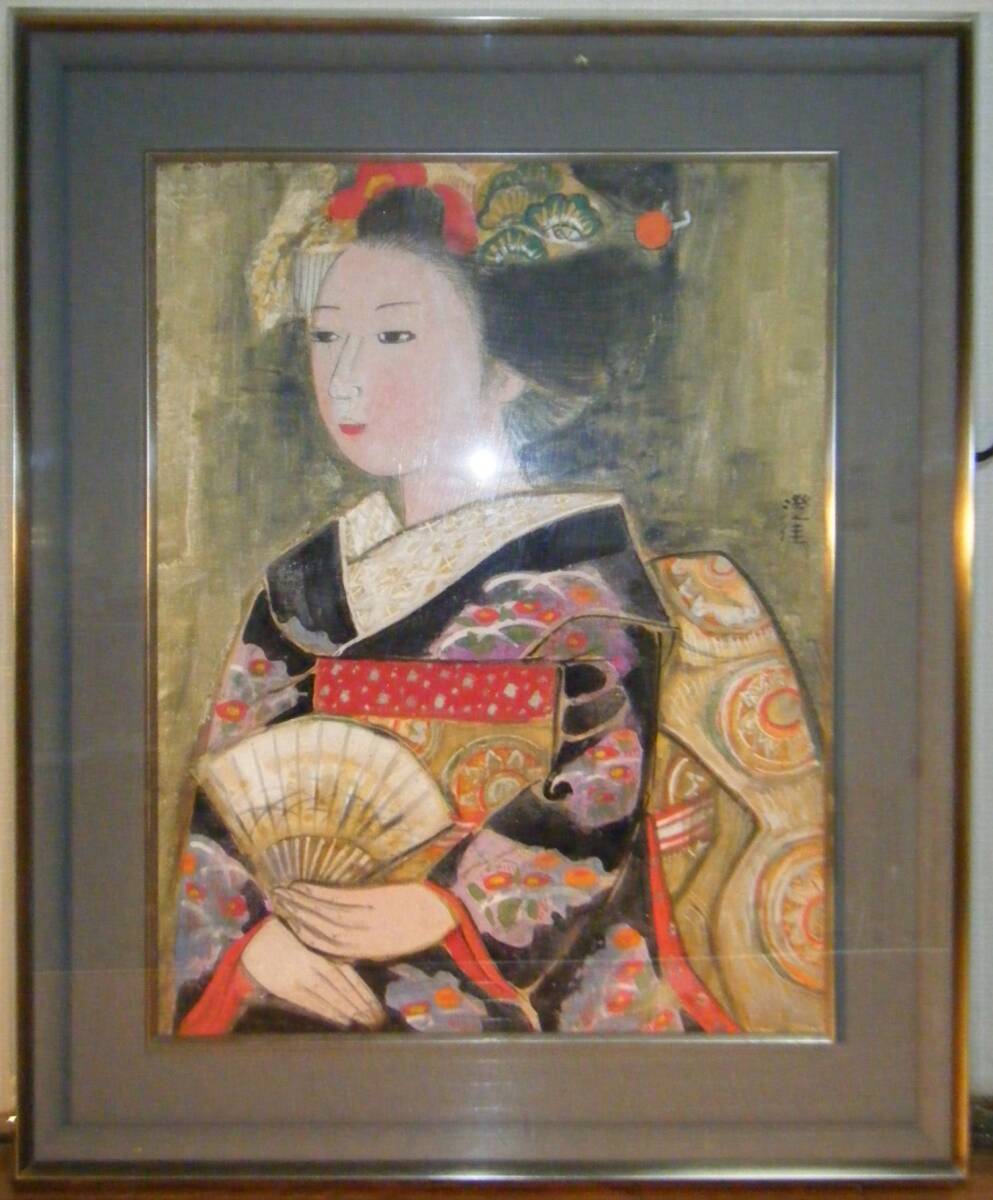 真作】絵画 小松澄佳 日本画10号 舞妓 日本美術院特待 共シール