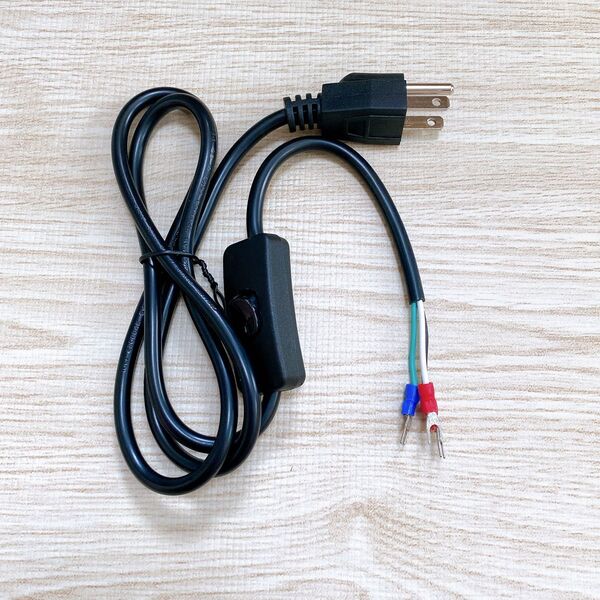 【即購入OK】電源コード 取り換え用コード 18AWG/0.82 電流7A 3ピンプラグ付き スイッチ付き電源コード