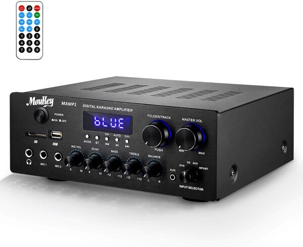パワーアンプ システム マイクミキサー 220W Bluetooth対応 デュアルチャンネルサウンドオーディオステレオ
