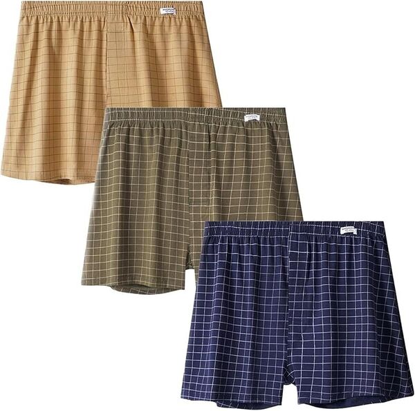 【最終値下げ】トランクス メンズ パンツ 下着 前開き 大きいサイズ チェック 3枚セット 下着 前開き インナーウエア