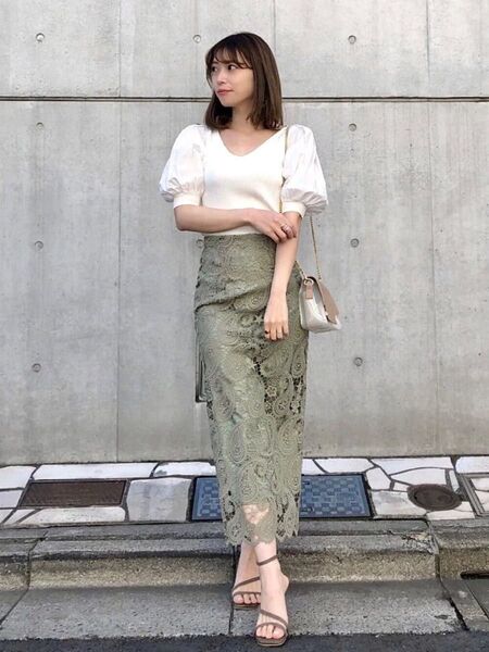 マーキュリーデュオ レーススカート ペイズリー