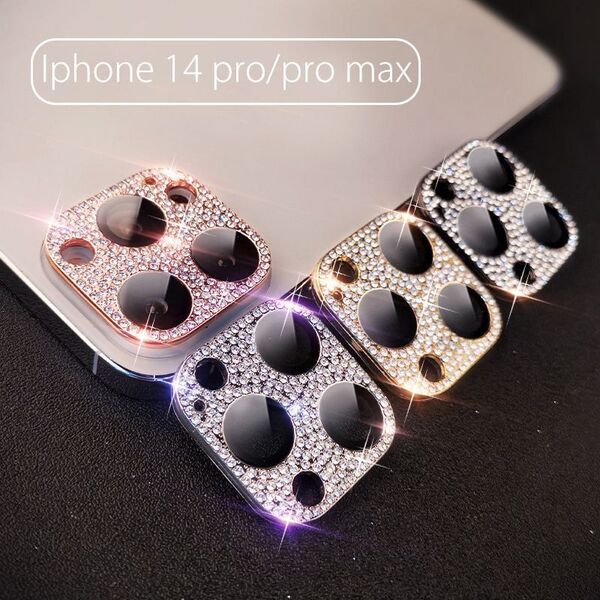 【当日発送】iPhone14pro max 金属製 キラキラ キズ防止 埃防止 レンズ保護カバー ゴールド