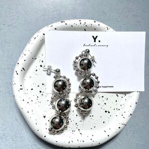 【3連うねうねシルバーピアス】Y.handmade