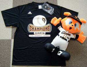 アディダス　adidas×GIANTS　読売巨人軍 2012 CHAMPIONS　優勝記念プリントTシャツ　黒色　サイズ L　吸汗速乾機能　＠ジャビット君付き