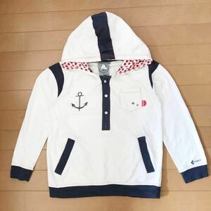  beautiful goods price cut Crocs crocs long sleeve sweatshirt size 10 130~140cm rank white polka dot marine 