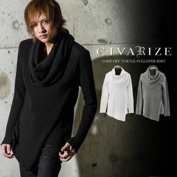 CIVARIZE Coneオフタートルネックドレープニット