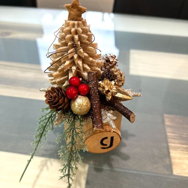 クリスマス ミニツリー アレンジメント オブジェ インテリア ハンドメイド 造花