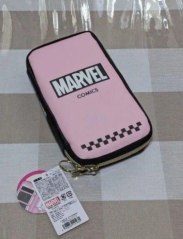 マーベル 筆箱 フラット マルチ ペンケース チェッカーピンク MARVEL