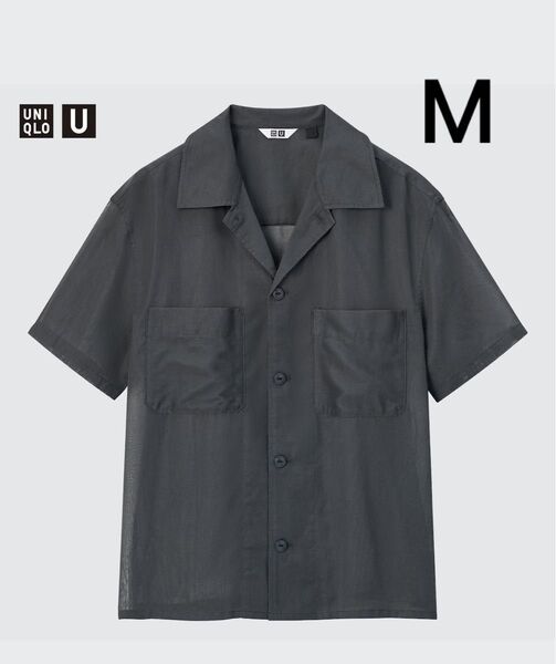 UNIQLO ユニクロ シアーコットンシャツ 半袖 ダークグレー M
