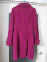 値下げ◎Luxjewelラグジュエル２ＷＡＹミディアム丈コートステンカラー、ノーカラー襟取外可能アンゴラ混共布リボン付き袖口折返赤紫 _画像6
