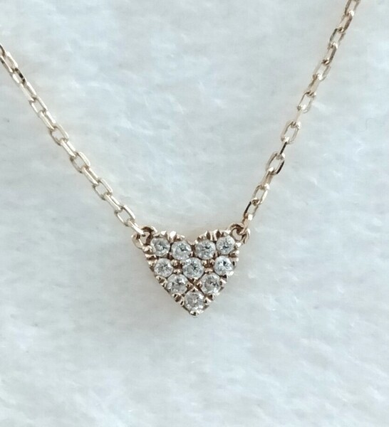 新品 正規品 AHKAH アーカー ネックレス 箱紙袋リボンハートパヴェ ダイヤモンド 0.05ct プレゼント ギフト ハート