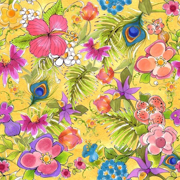 ロラライハリス生地 Flamingo Floral110×45