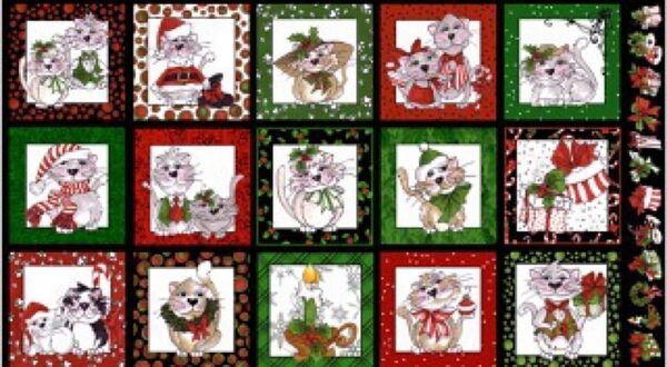 ロラライハリス生地 SALE Kitty Kitty Chrismas パネル