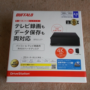 □BUFFALO 外付けハードディスク 4.0TB USB3.1(Gen1)/USB3.0用 HD-EDS40U3-BA