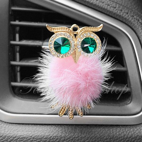 車 エアコン 吹き出し口 車内 アクセサリー ふくろう 可愛い インテリア アロマ 芳香剤 白 おしゃれ きらきら ドレスアップ