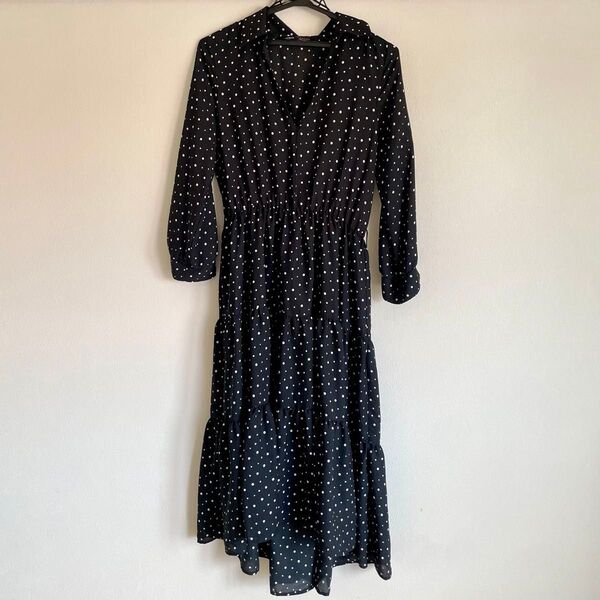 ZARA ドット 長袖ワンピース