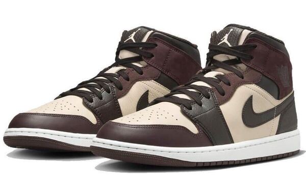 新品 送料込 NIKE AIR JORDAN 1 MID SE 'PARIS YMCA' 30cm/US12 茶系 ナイキ エア ジョーダン 1 ミッド レザー パリ 箱無し
