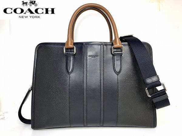 新品同様★送料無料★ コーチ メンズ COACH バイカラー ディレクターズ レザー 2Way ビジネスバッグ ブリーフケース ショルダー