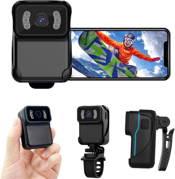 アクションカメラ ウェアラブルカメラ 生活防水 WiFi ボディカメラ アクセサリ付き 1080P 120°広角 256GB