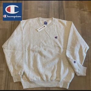 champion希少90s !!タグ付き未使用品!!クルーネック スウェット!!グレー トレーナー