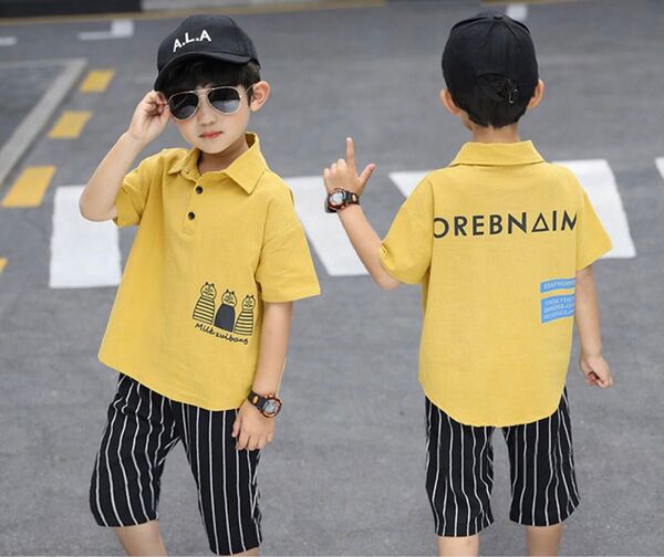 子供服 セットアップ 男の子 夏服 綿麻 tシャツ+カジュアルパンツ 2点セット 上下セット 110cm 半袖