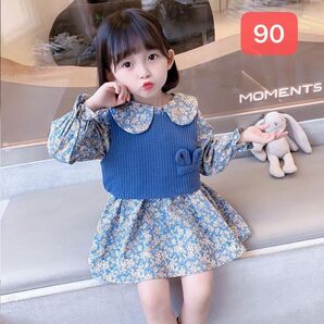 ベスト付き 兎耳飾り 可愛いワンピース 90cm