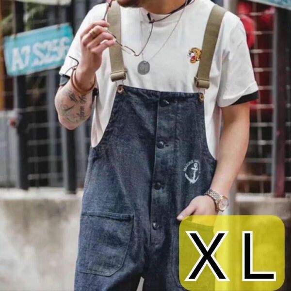オーバーオール 男女兼用 大きいサイズ アメカジ 作業服 キャンプ XL サロペット デニム つなぎ