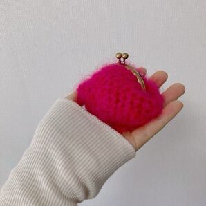 いろんなニットのがまぐち☆小さいがま口ウールモーヴ色