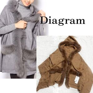 ダイアグラムDiagramカシミヤ ケープ フォックスファー ポンチョ