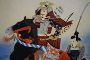 Art hand Auction 【真作】/靱生/富士山武者乗馬図/桐共箱付/布袋屋掛軸HG-801, 絵画, 日本画, 人物, 菩薩