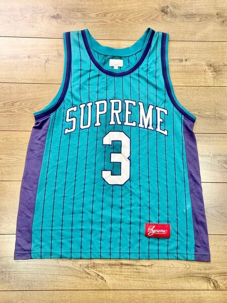 【レア】 Supreme タンクトップ Mサイズ ターコイズ ストライプ 3 ユニフォーム バスケ