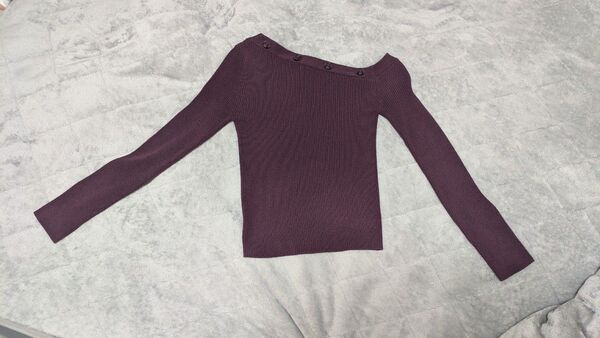 MURUAパープル オフショルダー 長袖 Tシャツ Fサイズ