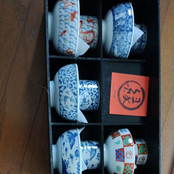 未使用 前畑陶器 茶碗湯呑みセット5組
