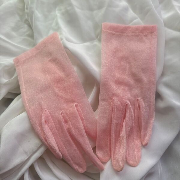 ウェディンググローブ 手袋 カラードレス ドレス お色直し 花嫁 新婦 美品 社交ダンス 衣装 仮装 ピンク ラメ ストレッチ