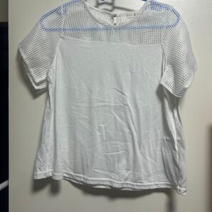 白 メッシュデザイン 半袖Tシャツ