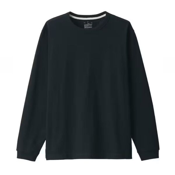 Lサイズ ブラック 黒 無印良品 洗いざらし 太番手 クルーネック長袖Tシャツ メンズ ロングTシャツ ロンt カットソー