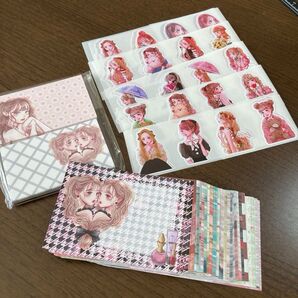 可愛いバラメモ多種類とロールシールおすそ分けとメッセージカードのまとめセット②★Ciel様×七色の海コラボ