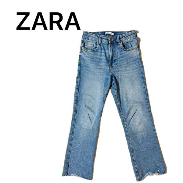 【美品】ZARA フレイドヘム フレアデニム EU34
