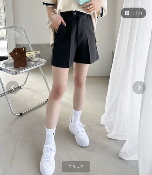 【mily bilet】ハイウエストタックショートパンツ