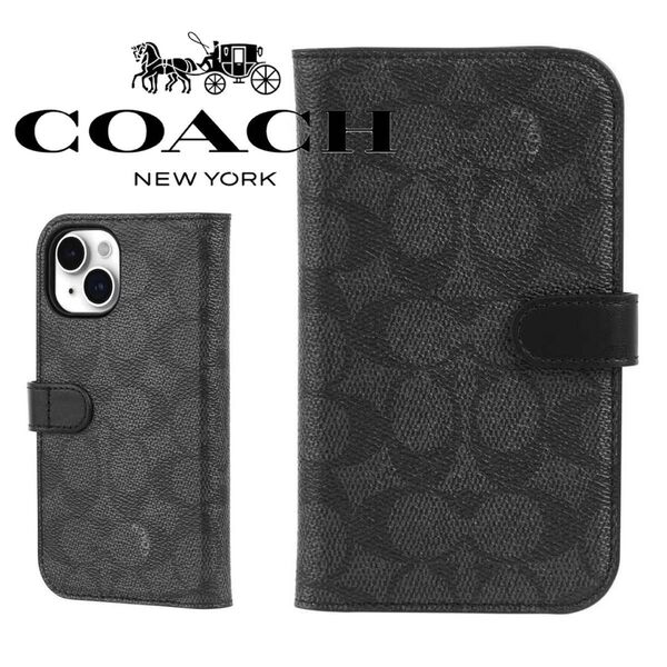 新品 コーチ Coach 手帳型 iPhone14Plus ケース ブラック 本物だから高級感が違います プレゼントにも