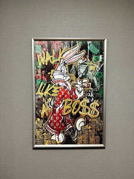 No.107☆フレーム付きキャンバスアート オマージュアート ブランドアートポスター Banksy BAR バスキア カフェ 絵画