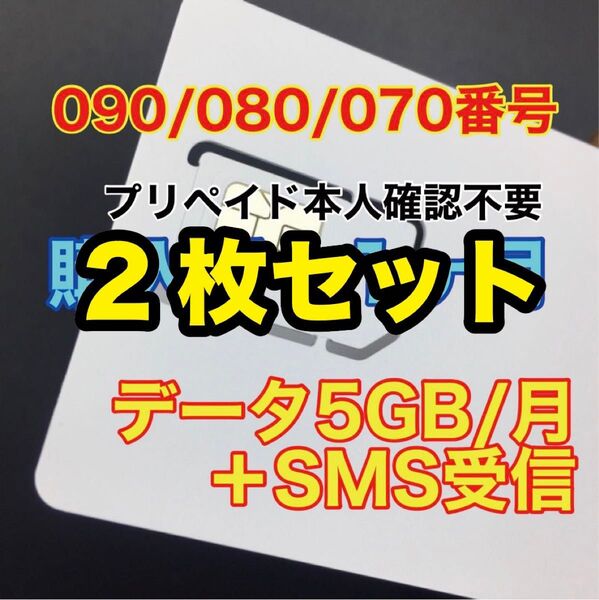 プリペイドSIMカード データ通信5GB/月 データ通信専用 SMS受信可能