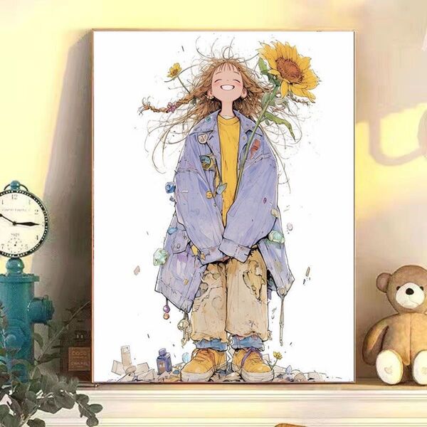 自由風2 DIY 数字油絵 塗り絵 手芸キット 水海 絵画 絵具付 数字絵 額装