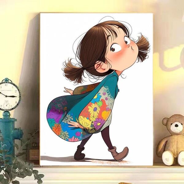 可愛女子4 DIY 数字油絵 塗り絵 手芸キット 絵画 絵具付 数字絵